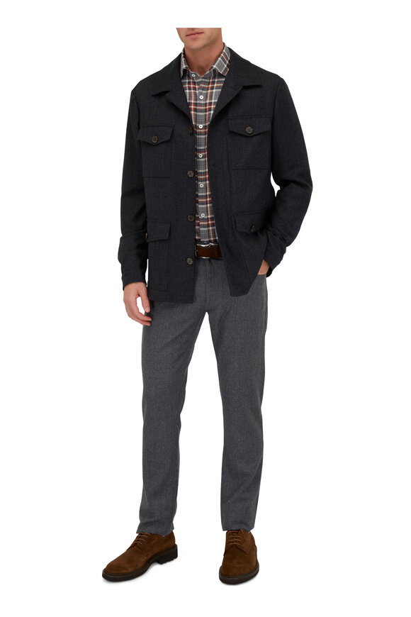 Canali - Charcoal Gray Wool Shacket 