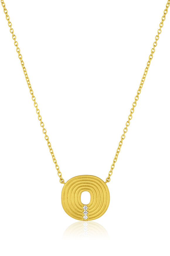 Leigh Maxwell 18k Yellow Gold Small Ridged Initial "O" Necklace - view 1