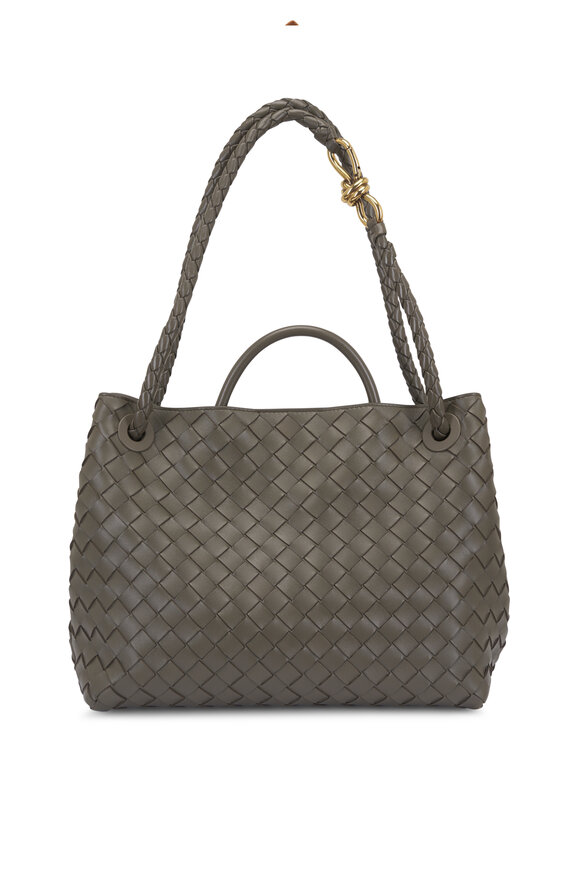 Bottega Veneta Andiamo Cypress Intrecciato Leather Top Handle Bag
