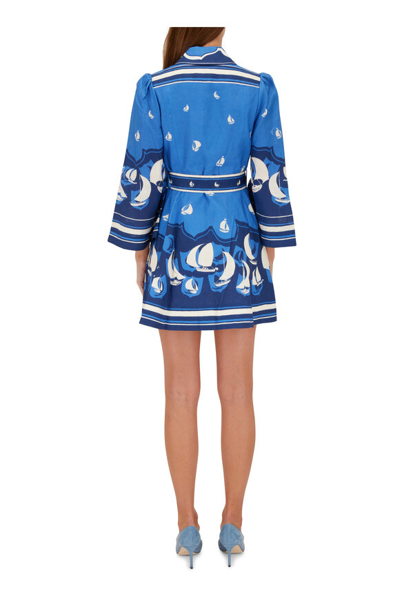 Zimmermann - High Tide Blue Sail Mini Shirt Dress 