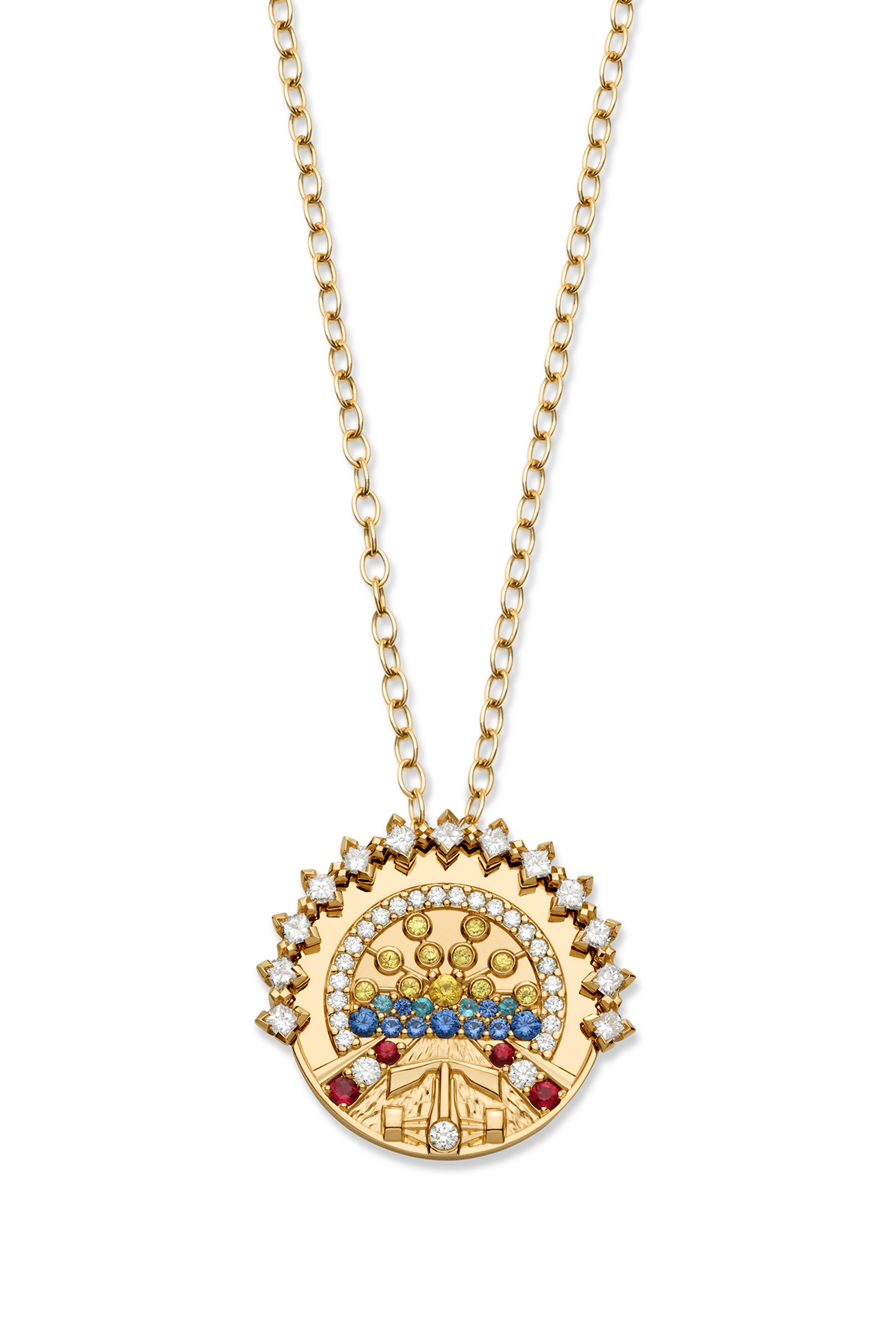 Nouvel Heritage Medallion Mixed Stone Pendant Necklace