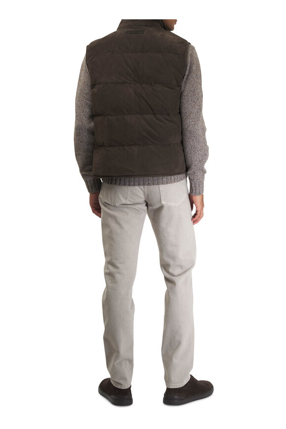 Zegna - Brown Suede Down Vest