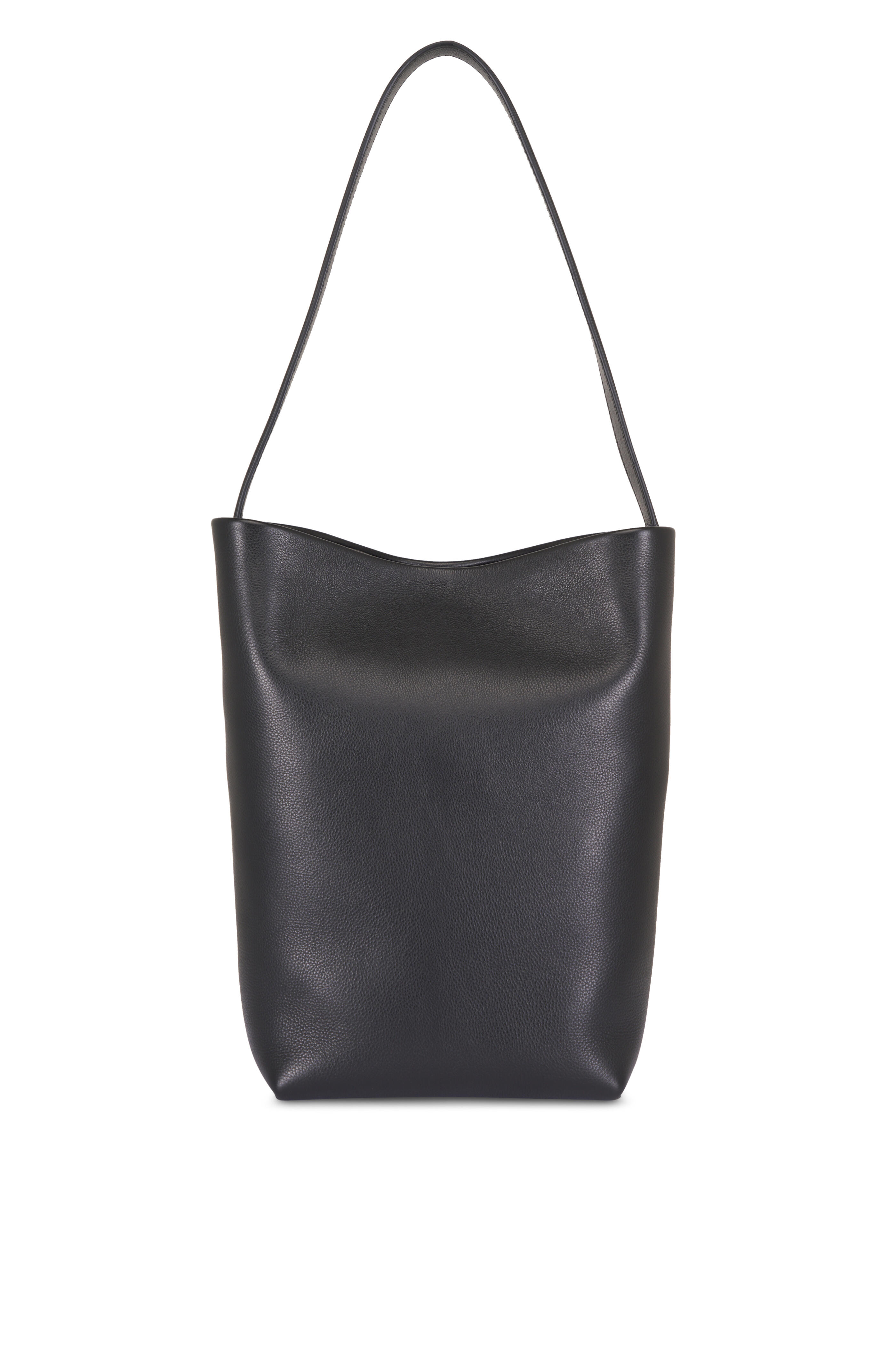 The Row - Medium Park N/S Black Leather Tote - view 2