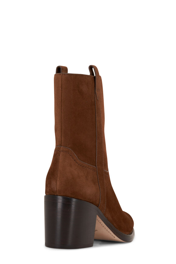 Veronica Beard - Carmen Cedar Suede Western Ankle Boot, 70mm 