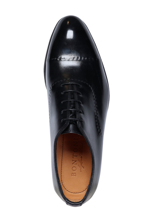 Bontoni Vittorio Black Leather Reverse Stitch Oxford - view 3
