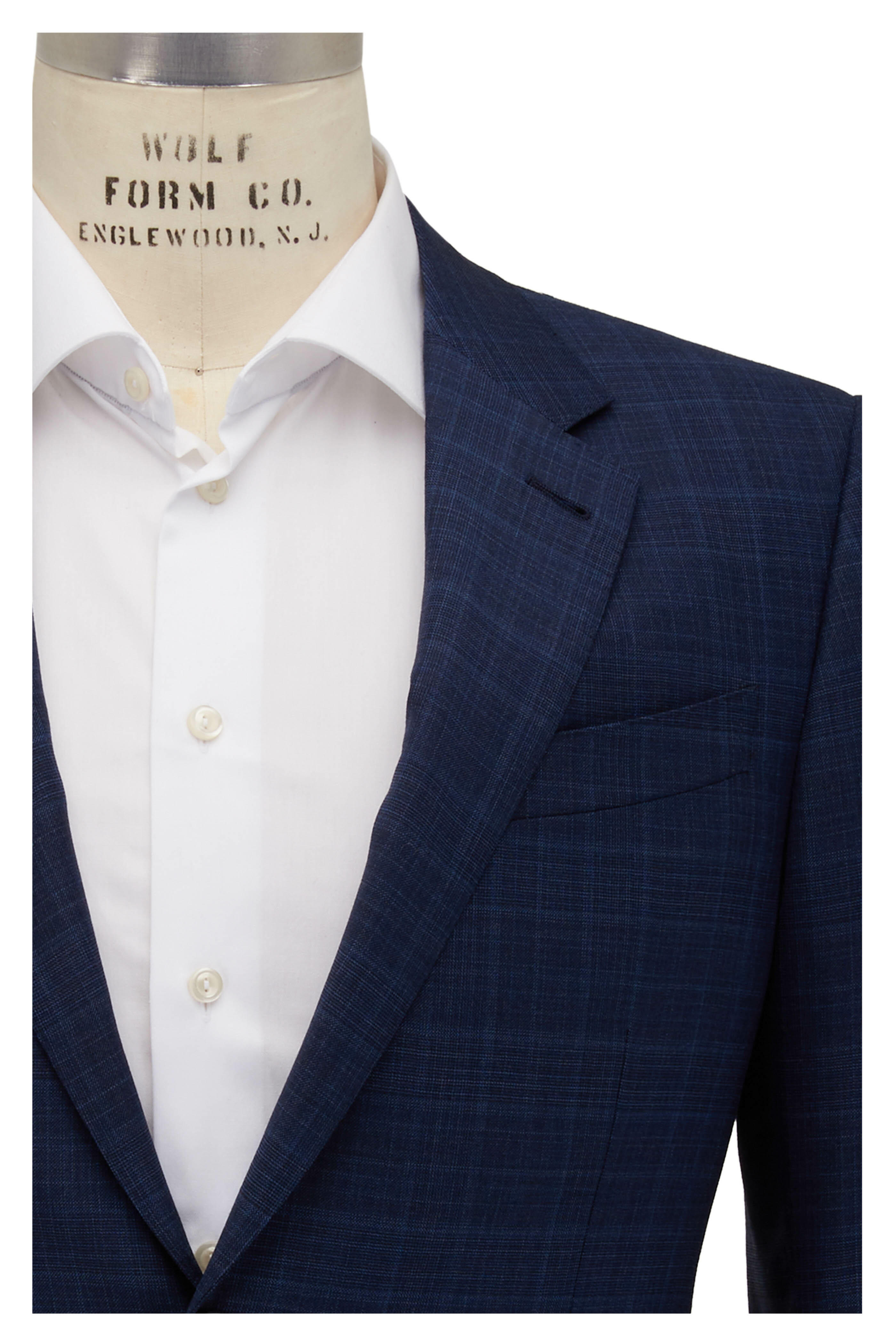Zegna - Navy Plaid Wool Suit | Mitchell Stores