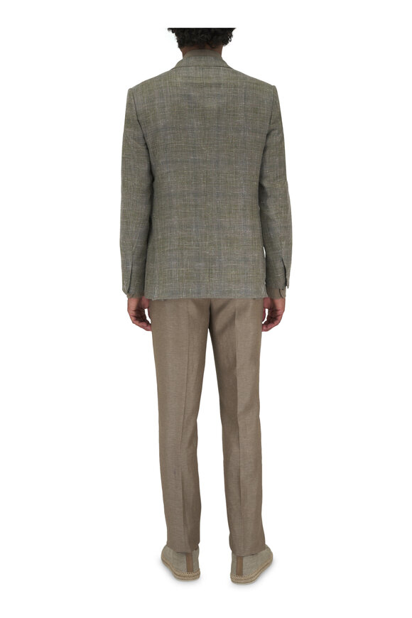 Zegna - Olive Plaid Wool, Silk & Linen Sportcoat 