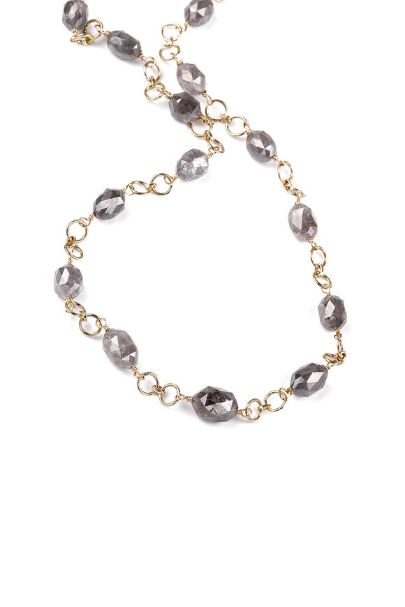 Sylva & Cie - 18K Yellow Gold Diamond Bead Necklace