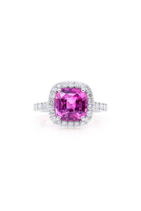 Oscar Heyman Platinum Ceylon Pink Sapphire & Diamond Ring - view 1