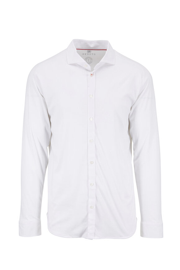 Desoto White Cotton Button Down Sport Shirt