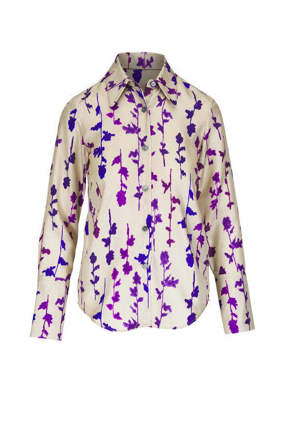 Odeeh Almond Flower Stems Silk Blouse