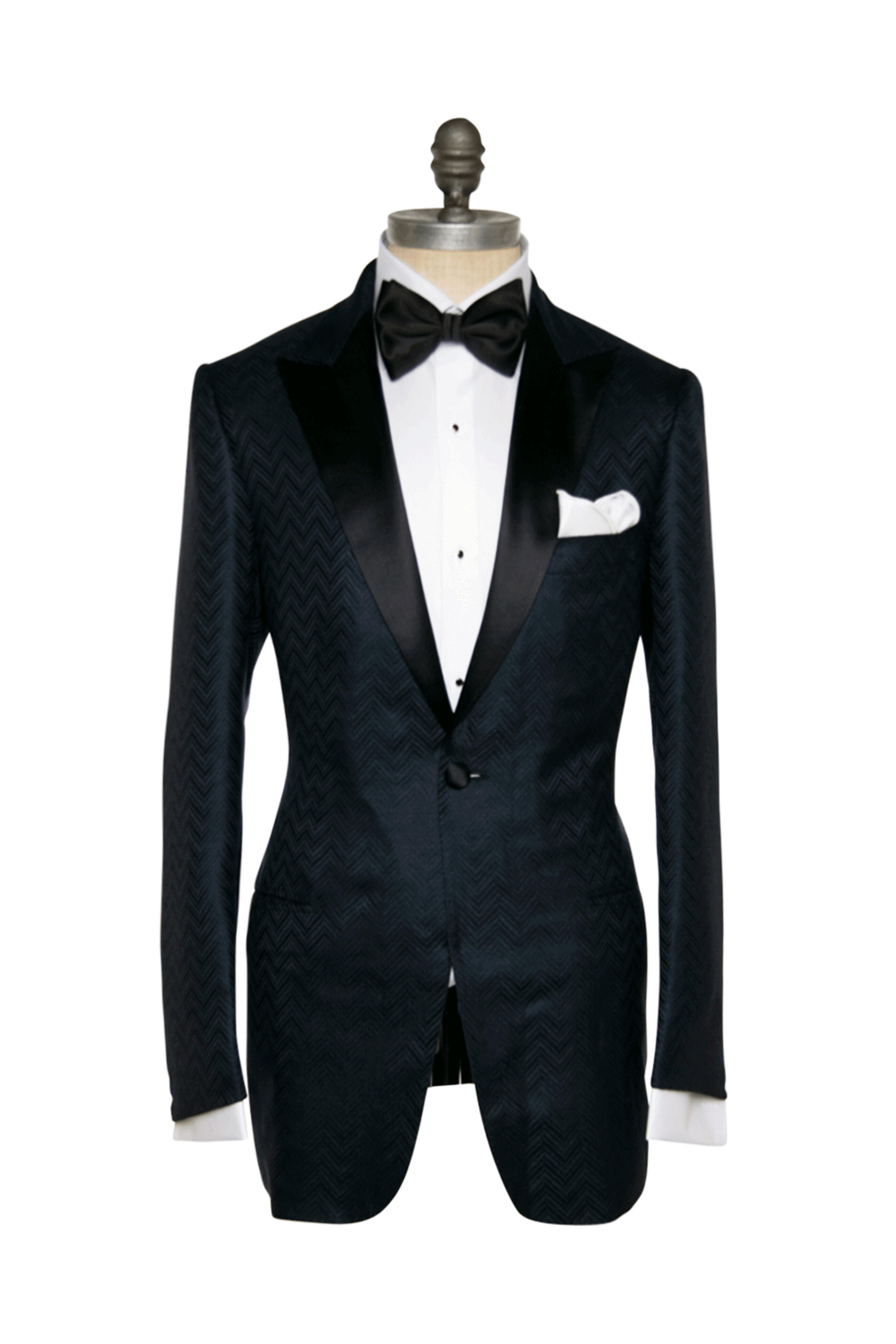 Kiton - Midnight Tonal Chevron Formal Jacket