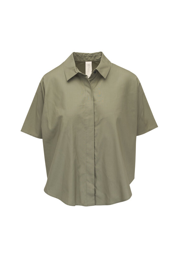 Zero + Maria Cornejo Circle Olive Green Cotton Shirt