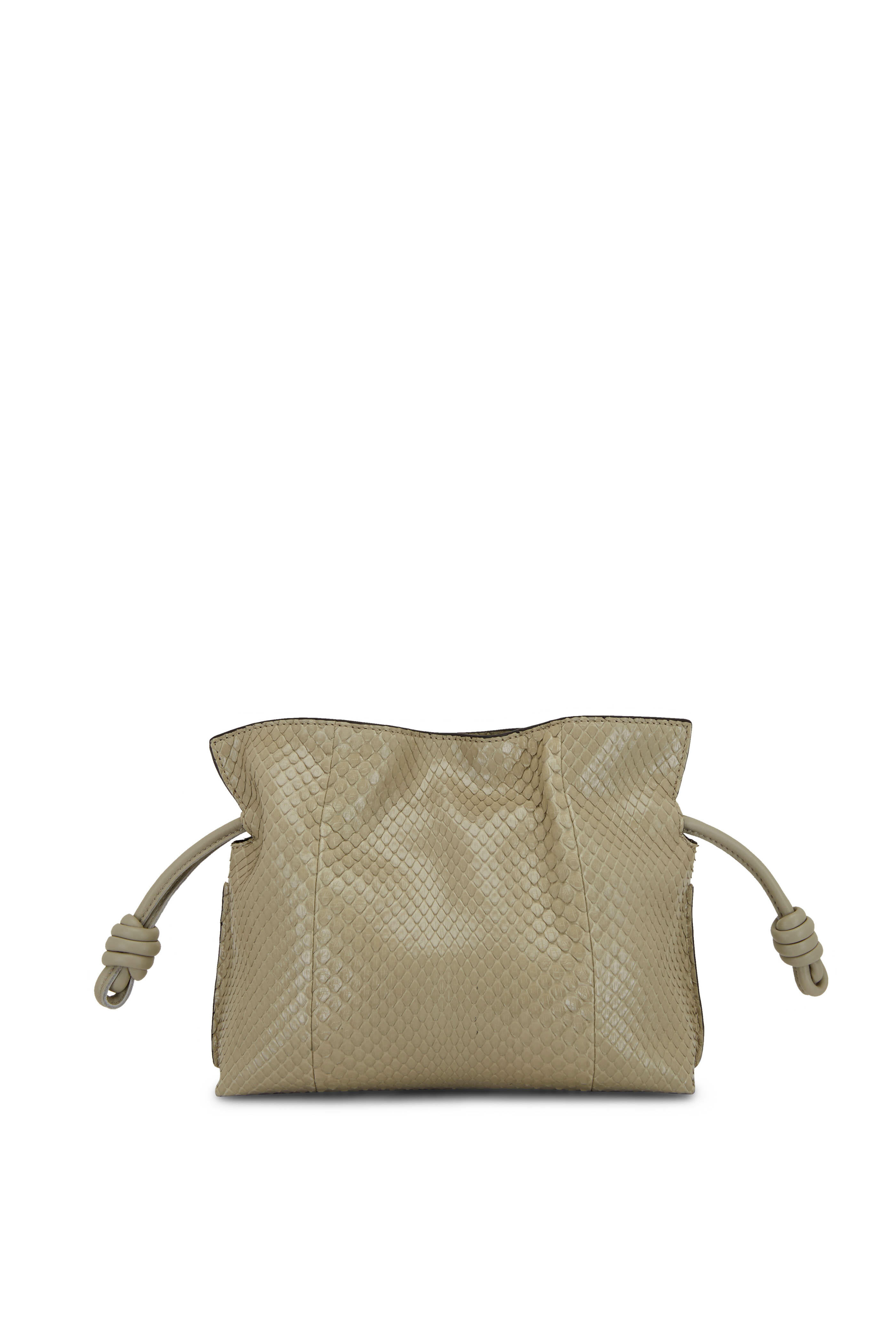 Loewe Mini Flamenco Marble Green Snakeskin Knot Clutch