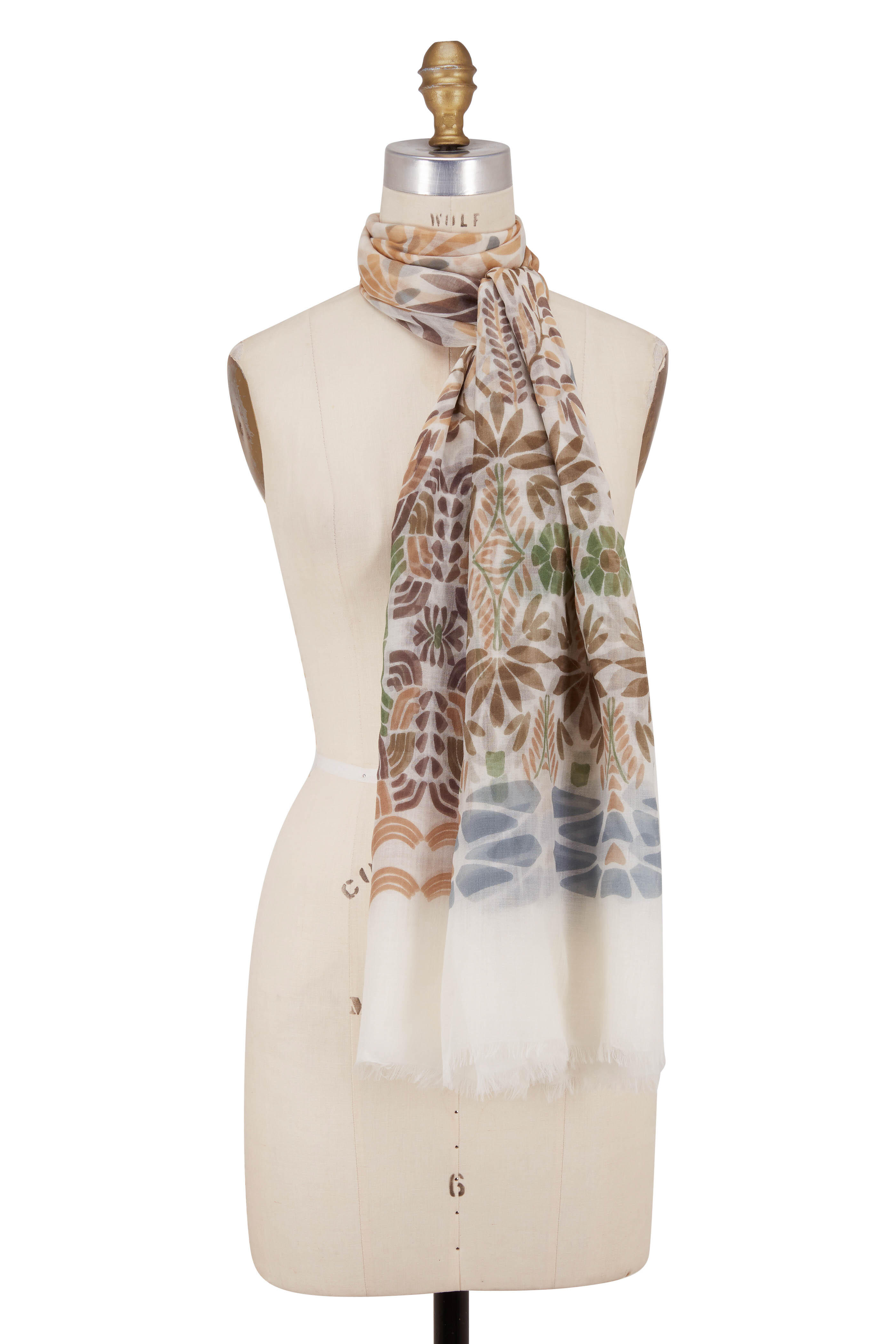 Loro Piana - Forest Green Floral Print Cashmere Scarf