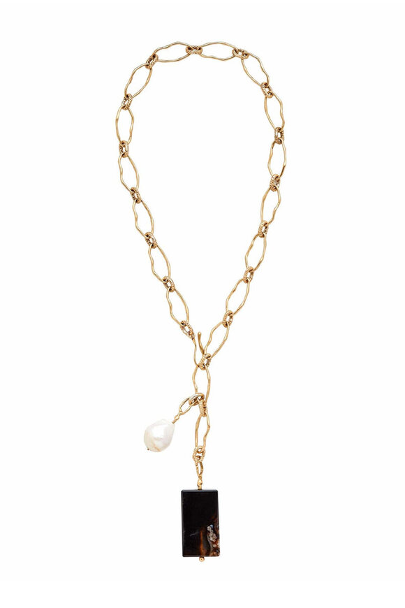 Julie Cohn Design Perla Tablet Bronze Pearl Pendant Necklace