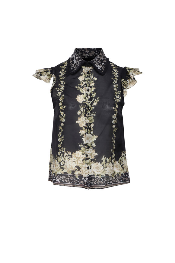 Alice & Olivia Martel Free Falling Flutter Sleeve Blouse