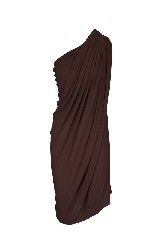 Michael Kors Collection Espresso Draped One Shoulder Dress