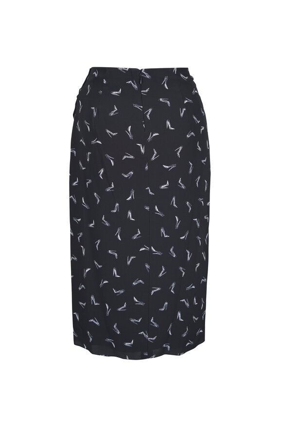 Carolina Herrera Good Girl Black & White Shoe Print Silk Skirt - view 2