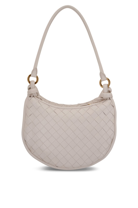 Bottega Veneta - Small Gemelli White Woven Shoulder Bag 