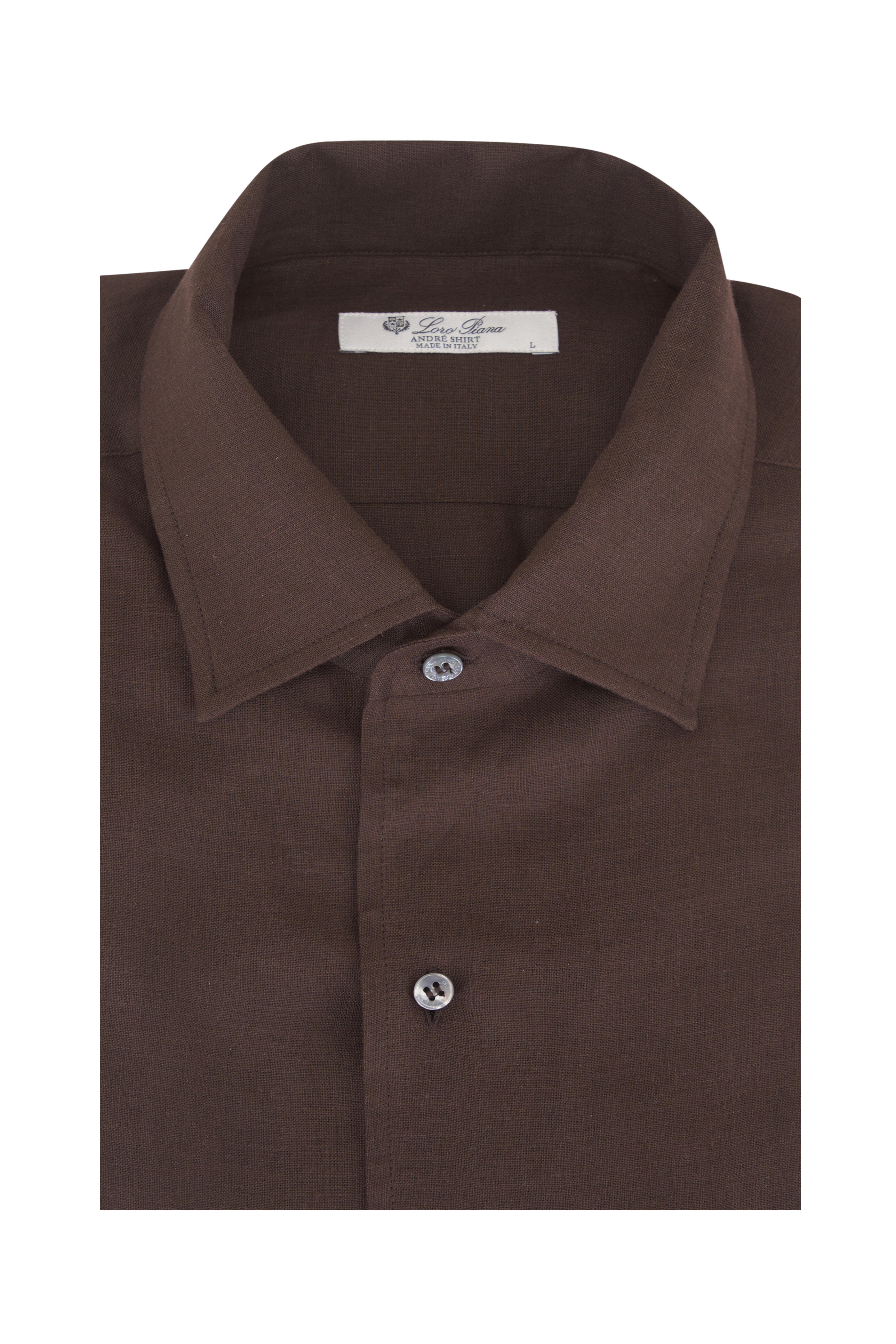 Loro Piana - André Solid Brown Linen Solaire Sport Shirt