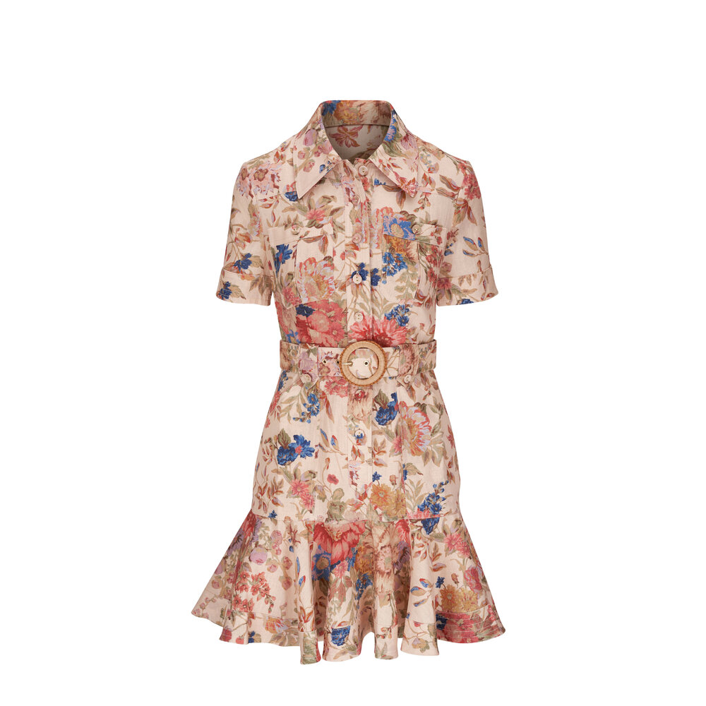 ZIMMERMANN ジマーマン ワンピース Lucky floral linen 1062787 Lucky Lace floral linen minidress in blue - Zimmermann