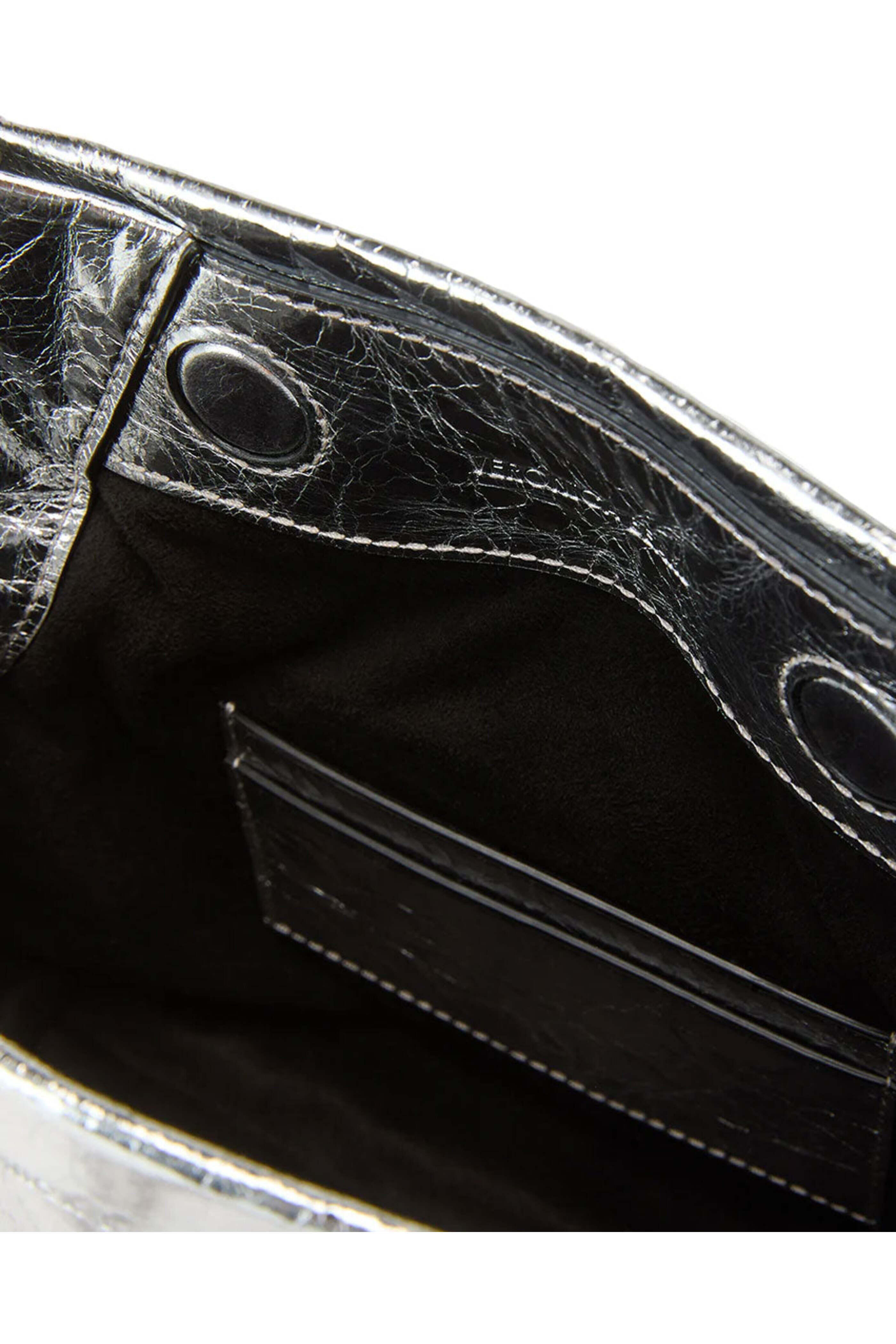 Veronica Beard - Small Metallic Slouch Shoulder Bag in Silver