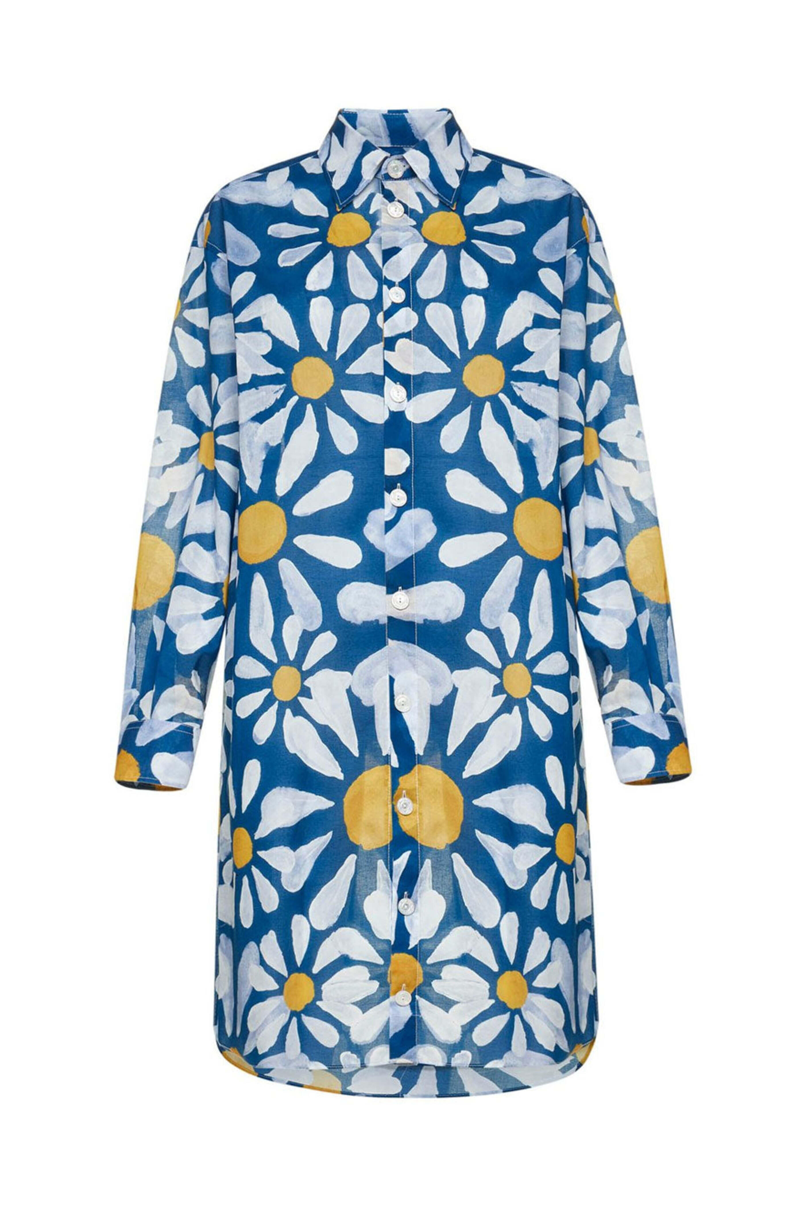 Marni - Blue Daisy Print Shirt Dress