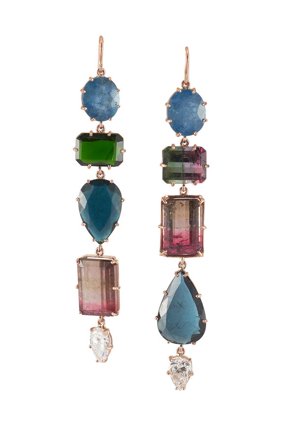 Sylva & Cie Tourmal & Blue Quartz Mixed Cut Earrings - view 1