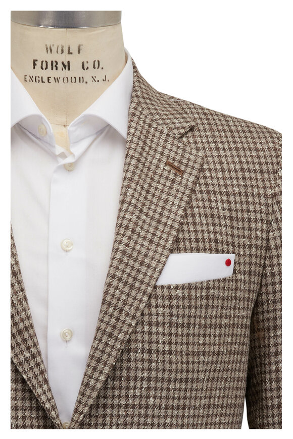 Kiton - Tan & Brown Houndstooth Check Sportcoat