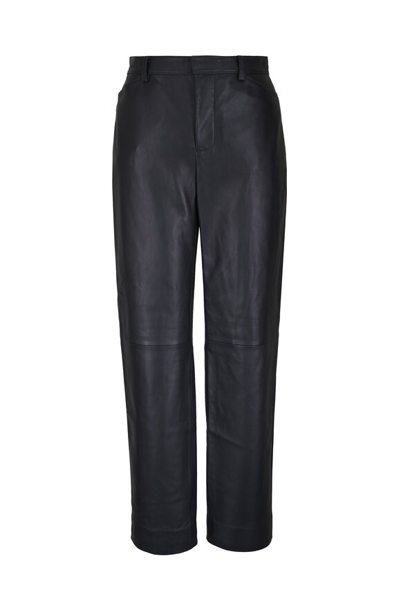 Vince Black Leather Straight Leg Pant
