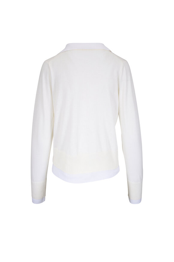 Vince - Optic White & Bell Double-Layer Pullover Sweater