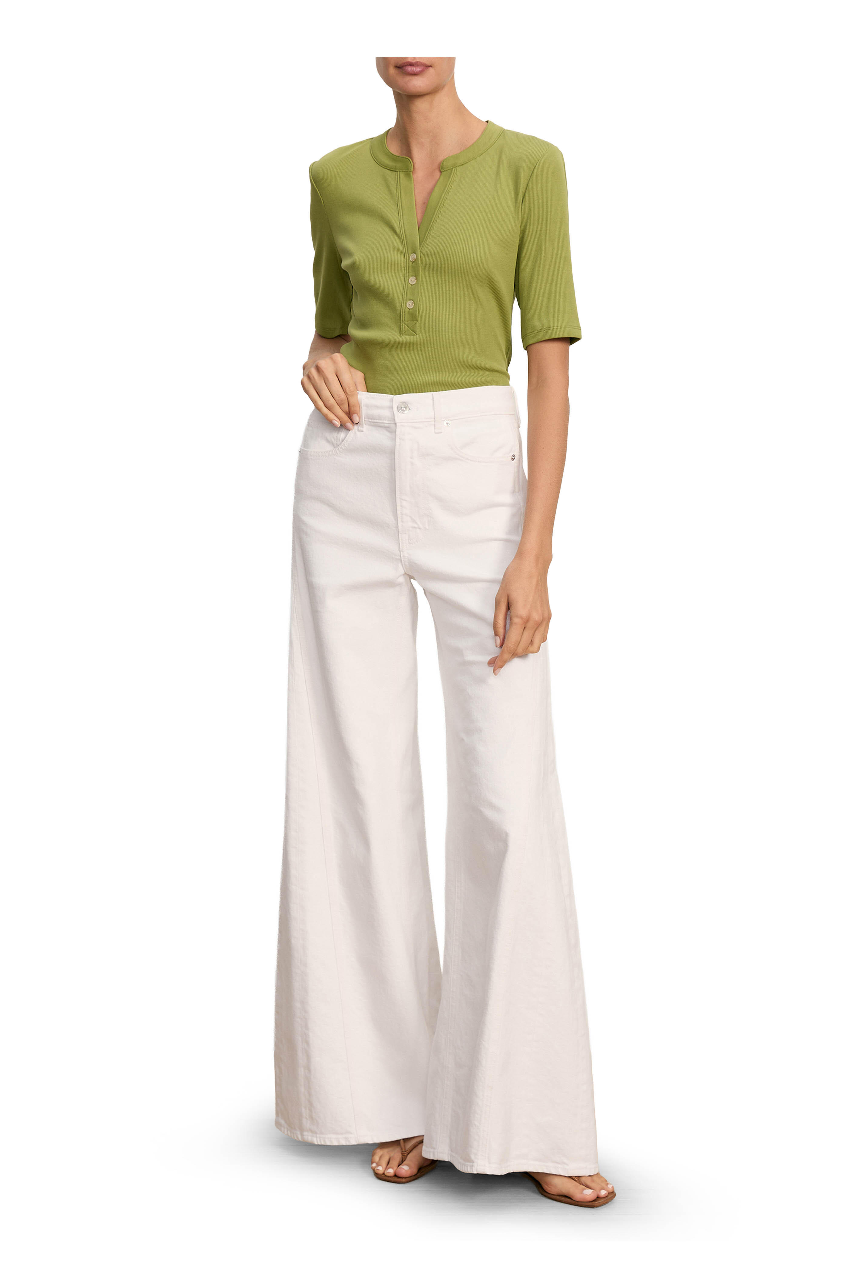 Veronica Beard - Reubian Cactus Henley T-Shirt - view 2