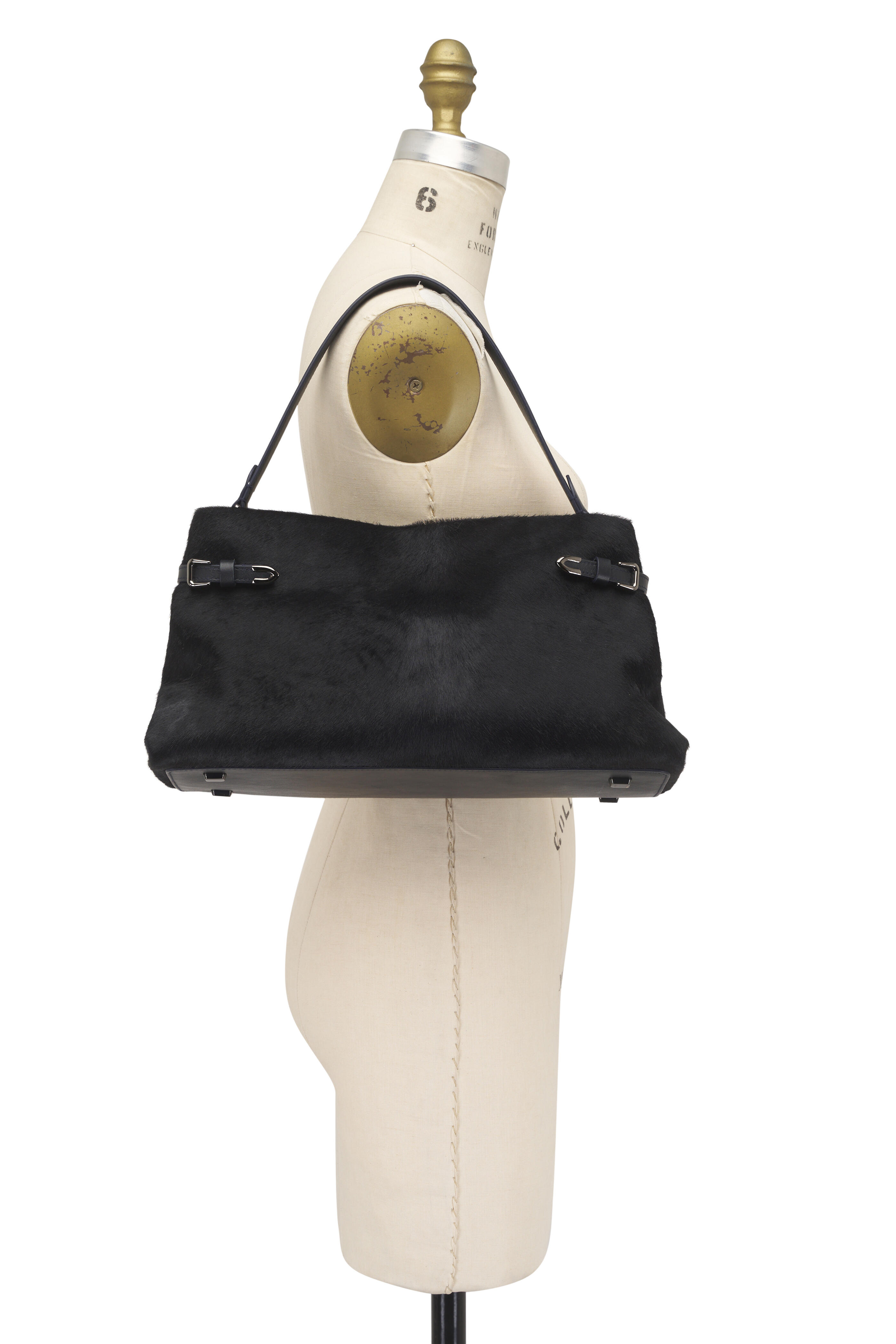 Brunello Cucinelli - Navy Calf Hair Buckle Shoulder Bag - view 5