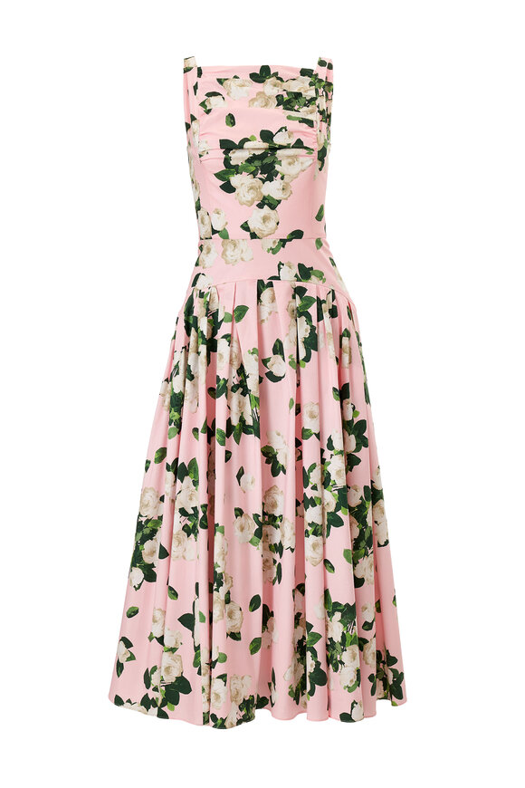 Carolina Herrera Blush Floral Print Midi Dress - view 6