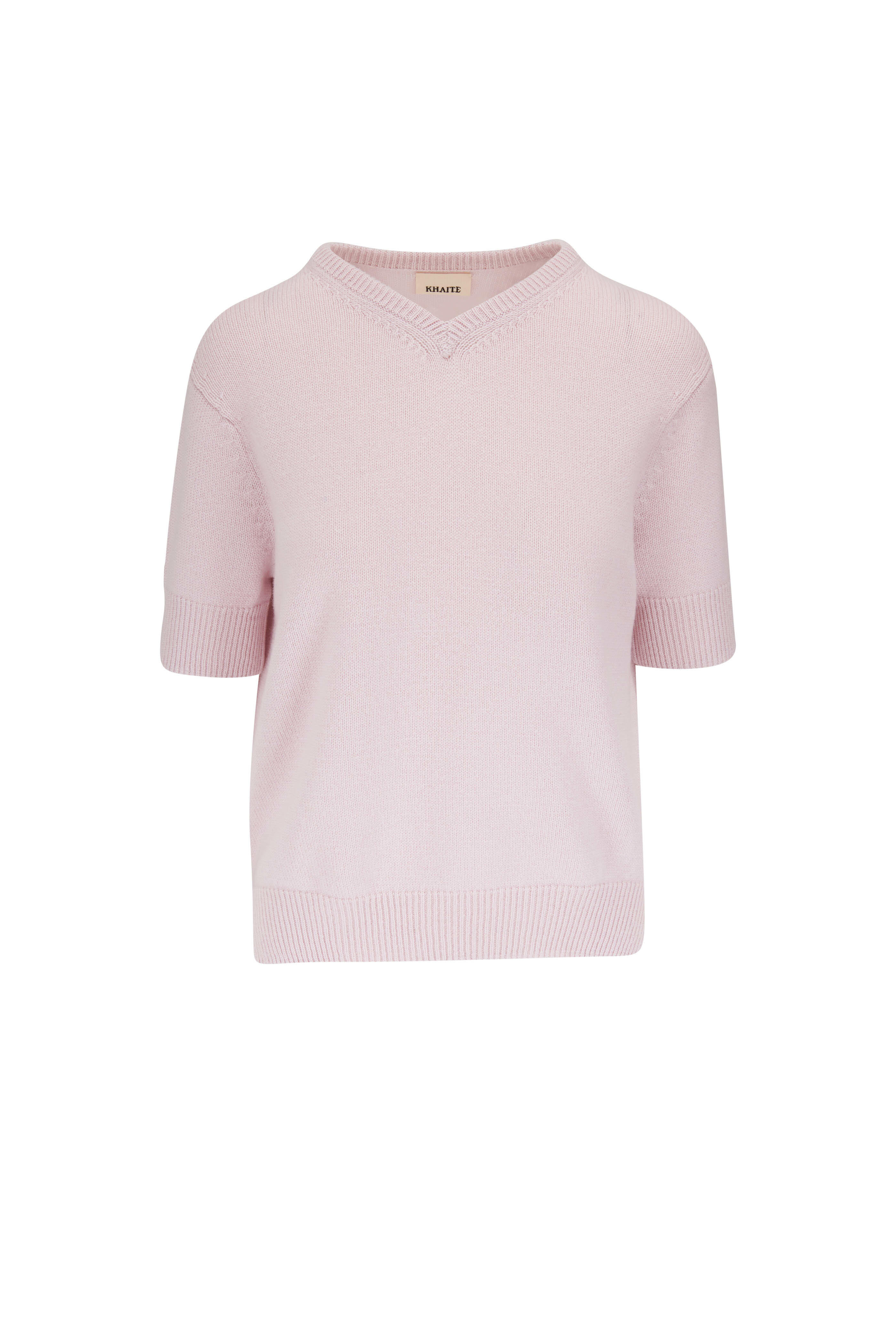 Khaite - Veronica Dahlia Pink Short Sleeve Sweater