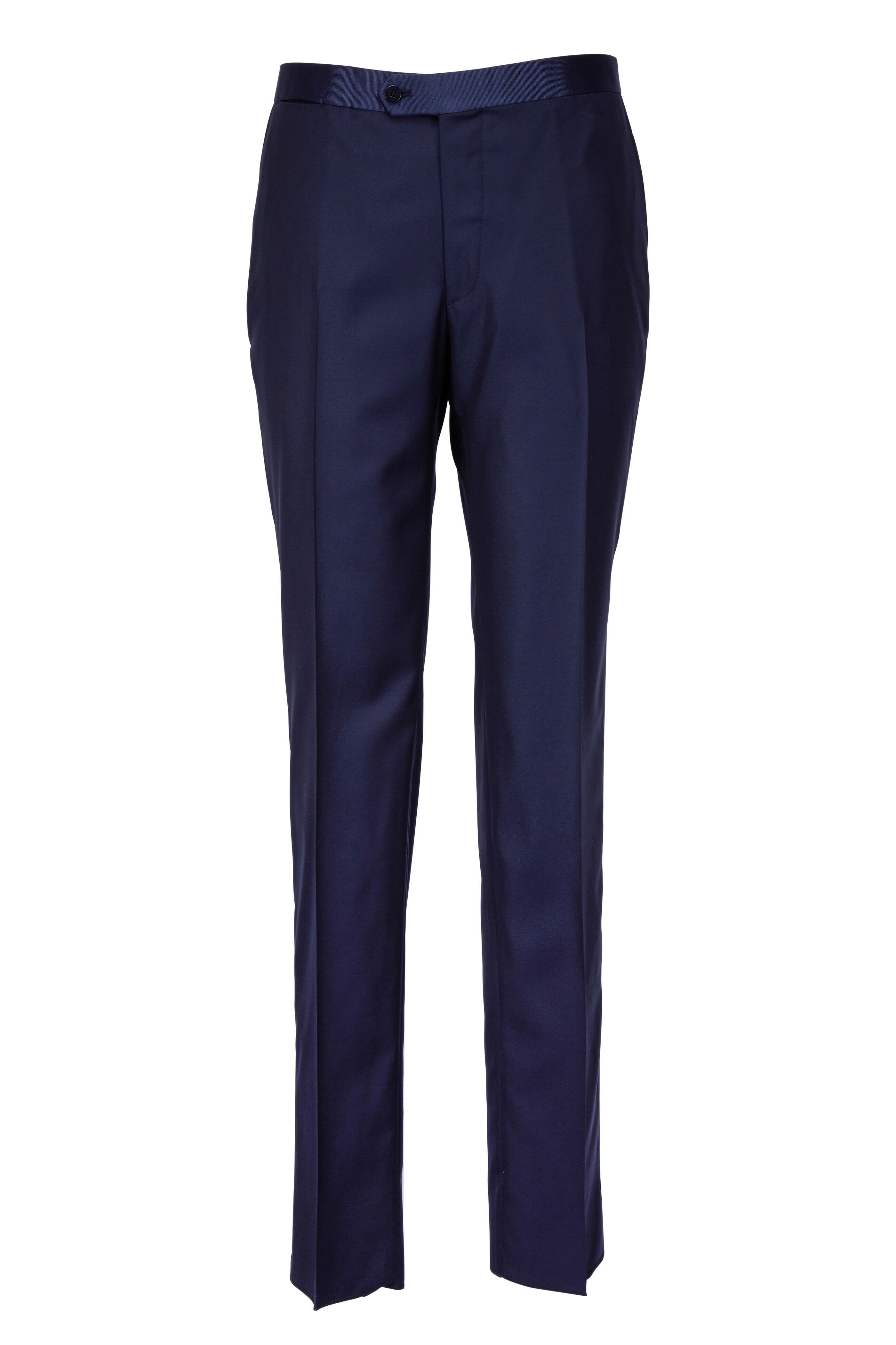 Isaia - Gregory Navy Blue Wool Contrast Lapel Tuxedo