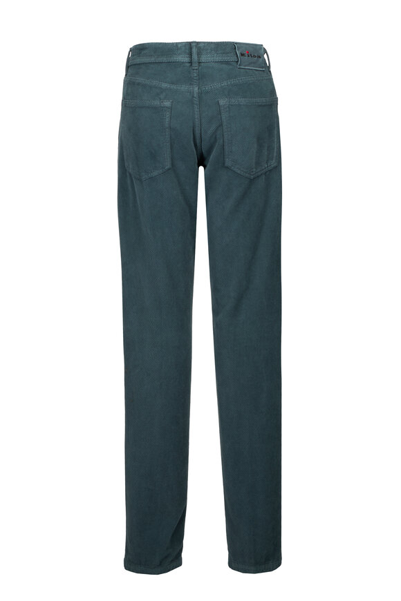 Kiton Diagonal Teal Corduroy Five Pocket Pant - view 2