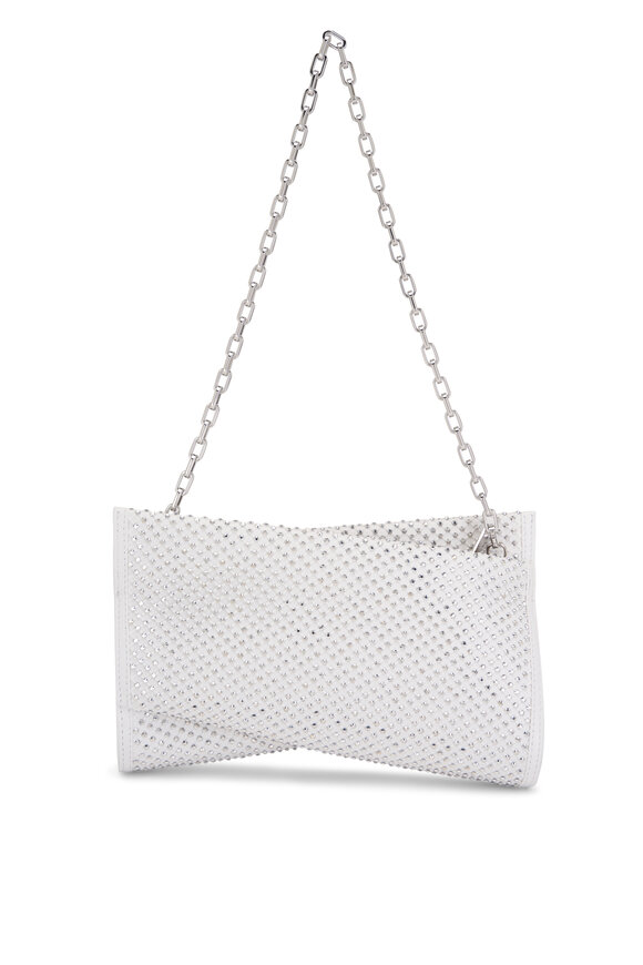 Christian Louboutin Loubitwist White & Silver Crystal Shoulder Bag 