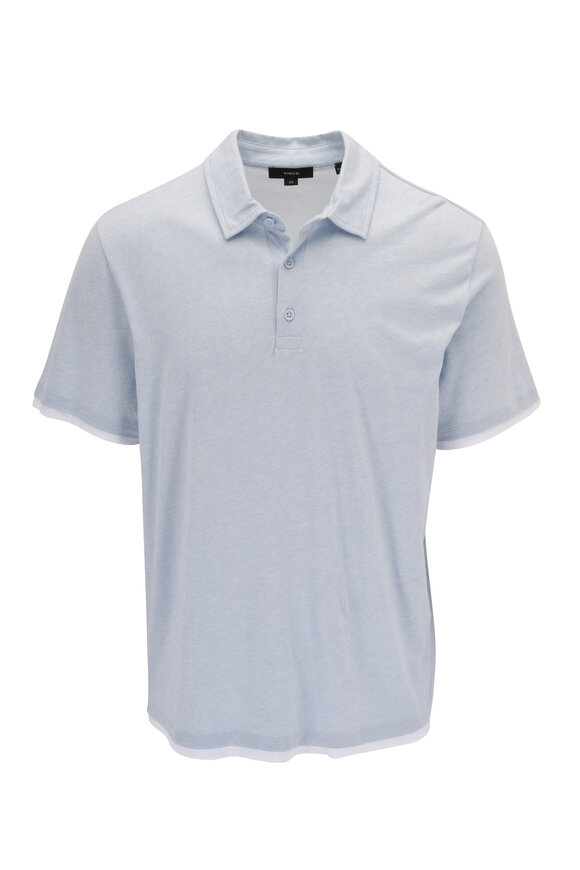 Vince - Blue & White Double Layer Cotton Polo 