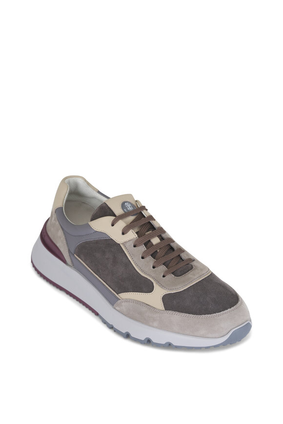 Brunello Cucinelli Urban Anthracite Suede & Calfskin Sneaker - view 1