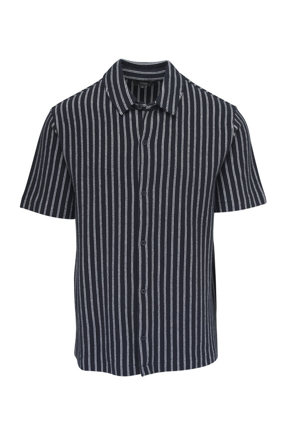 Vince Coastal Blue & Classic Cream Stripe Bouclé Shirt