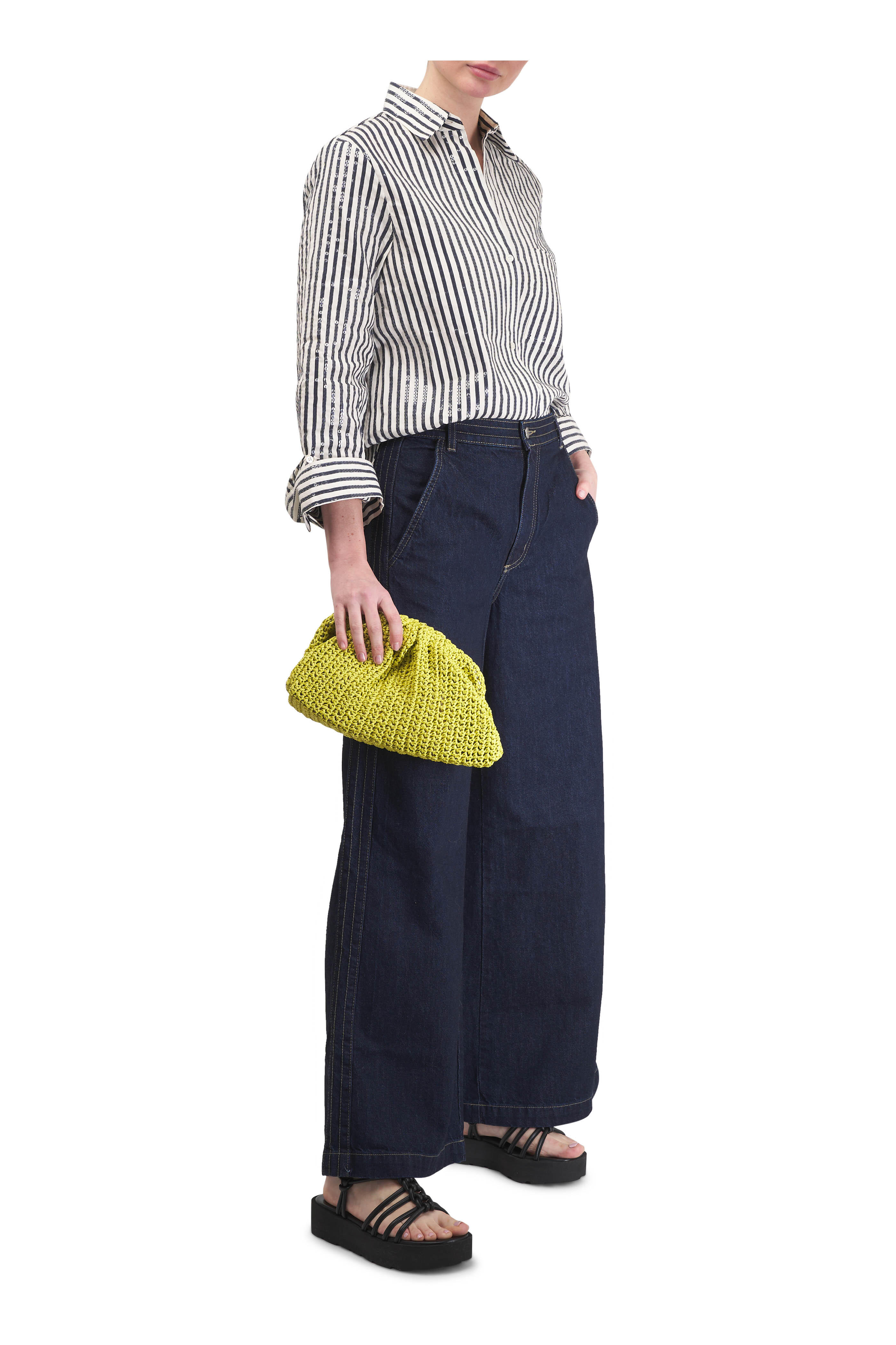 Gianvito Rossi - Hebe Black Leather Flat Wedge Sandal, 55mm