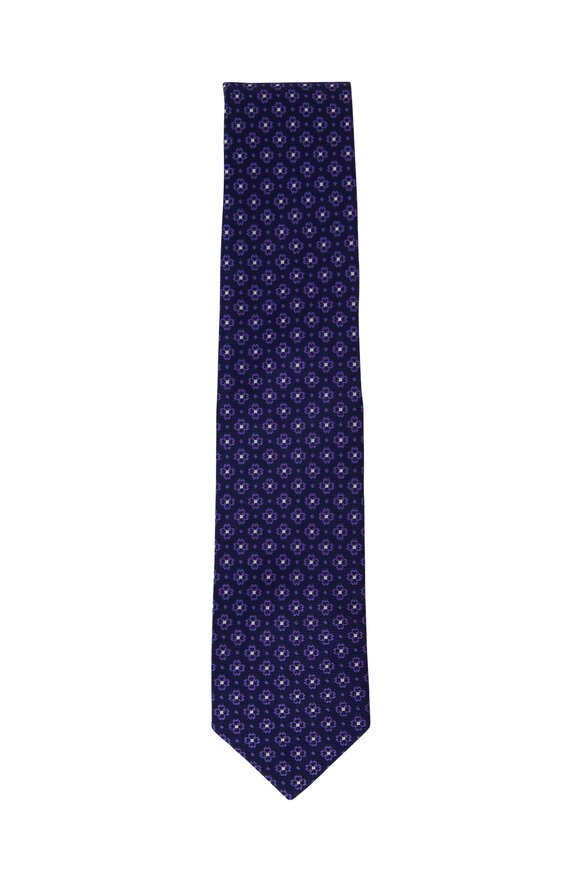 Eton - Purple Flower Medallion Silk Necktie