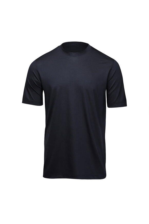 Marco Pescarolo Navy Jersey Wool T-Shirt - view 1