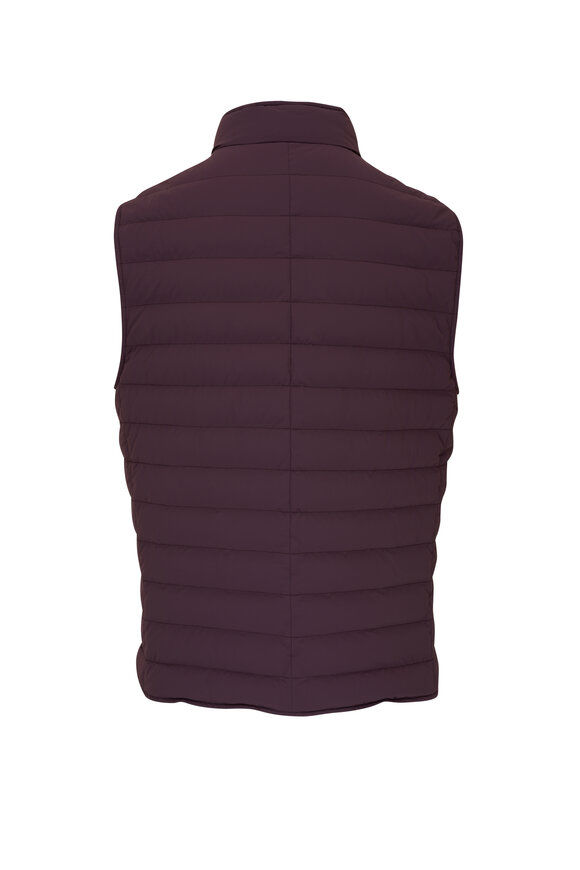 Brunello Cucinelli - Plum Nylon Quilted Snap Vest