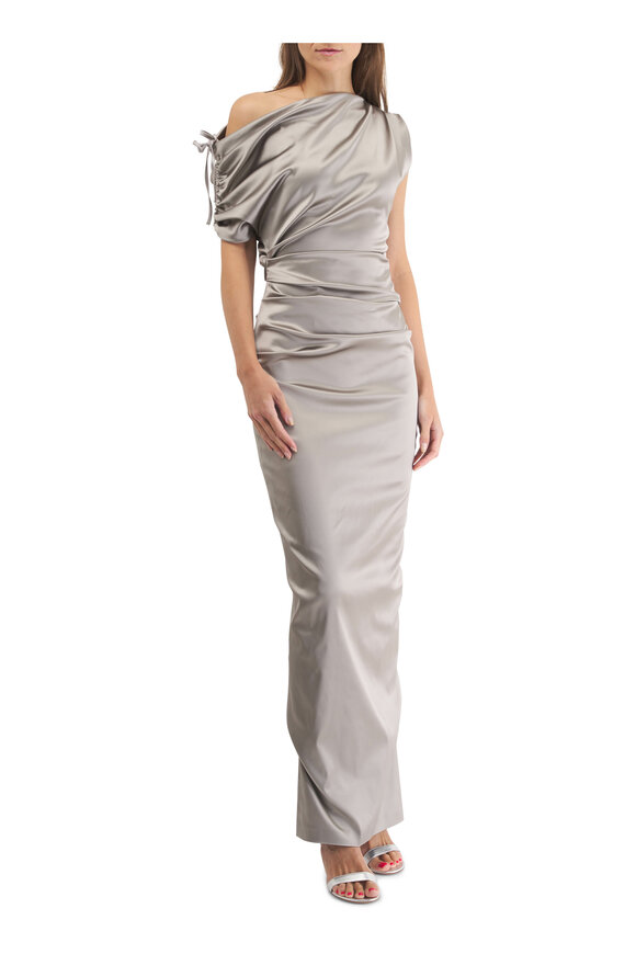 Talbot Runhof - Greige Satin Evening Gown 