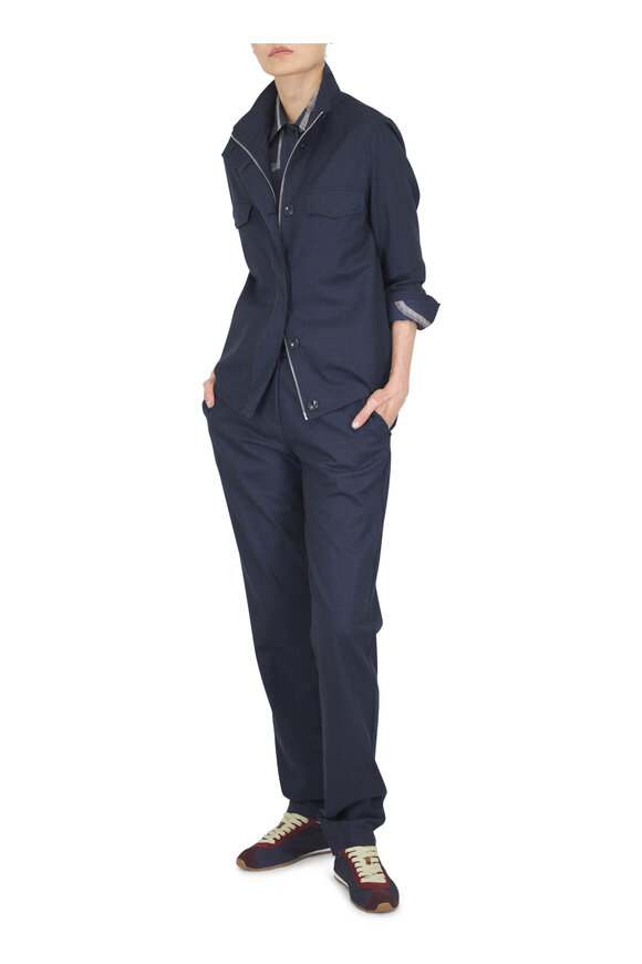 Marco Pescarolo Navy Blue Stretch Cashmere Jacket - view 2