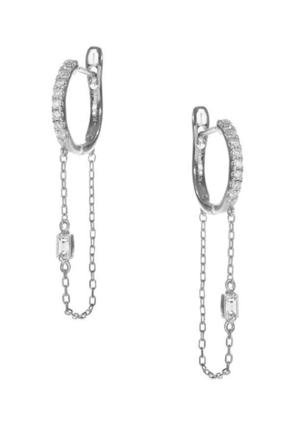 Kai Linz Baguette Diamond Chain Huggie Earrings