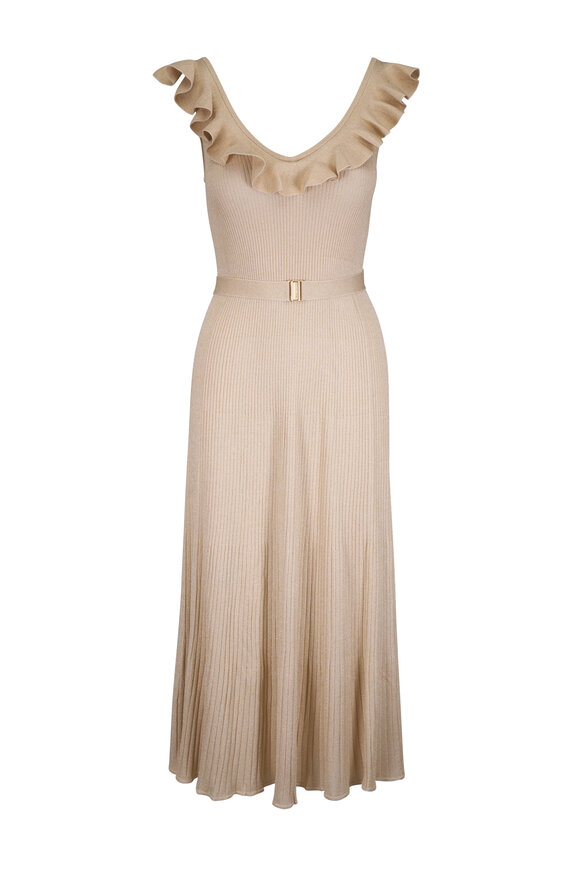 Zimmermann Awaken Light Gold Metallic Midi Dress